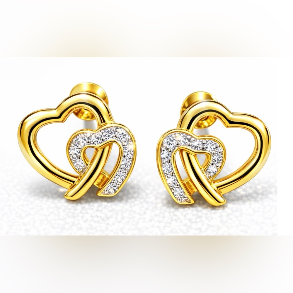 Gold and Silver Heart Earrings stamped 925 and signed